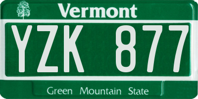 VT license plate YZK877