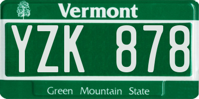 VT license plate YZK878