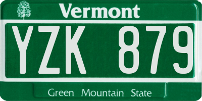 VT license plate YZK879