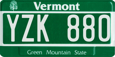 VT license plate YZK880