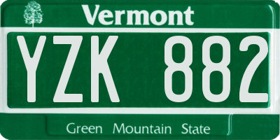 VT license plate YZK882