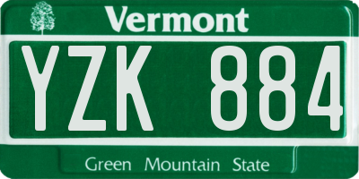 VT license plate YZK884