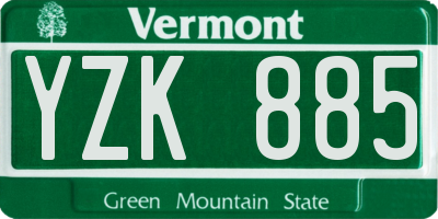 VT license plate YZK885