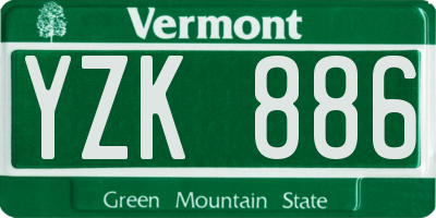 VT license plate YZK886