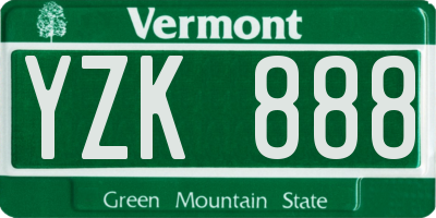 VT license plate YZK888