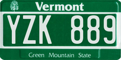 VT license plate YZK889