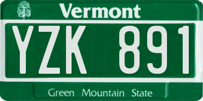 VT license plate YZK891