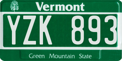 VT license plate YZK893
