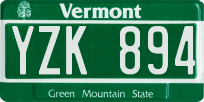 VT license plate YZK894