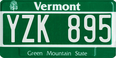 VT license plate YZK895