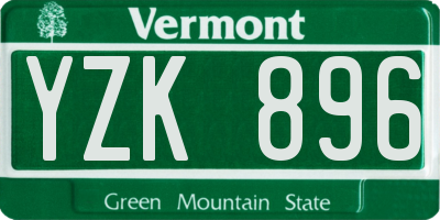 VT license plate YZK896