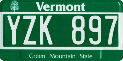 VT license plate YZK897