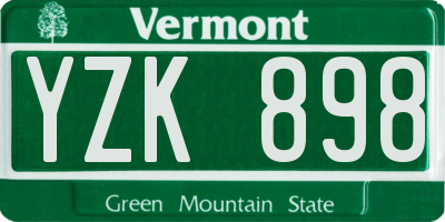 VT license plate YZK898