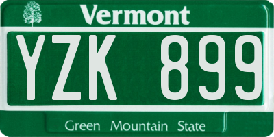 VT license plate YZK899