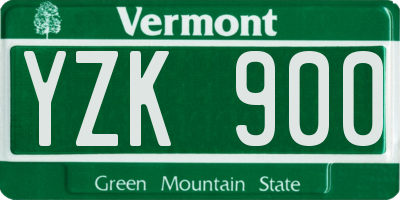 VT license plate YZK900