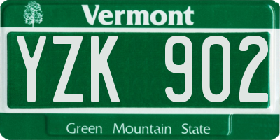 VT license plate YZK902
