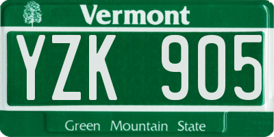 VT license plate YZK905