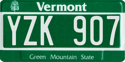 VT license plate YZK907