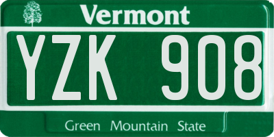 VT license plate YZK908