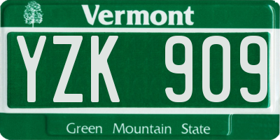 VT license plate YZK909
