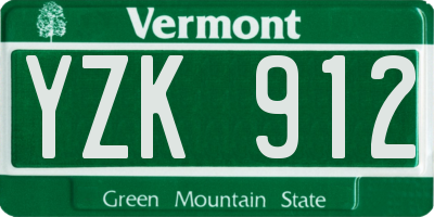 VT license plate YZK912