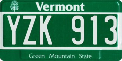 VT license plate YZK913