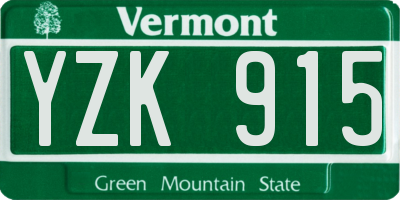 VT license plate YZK915
