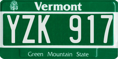 VT license plate YZK917