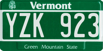 VT license plate YZK923