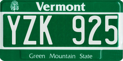 VT license plate YZK925