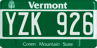 VT license plate YZK926
