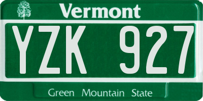 VT license plate YZK927