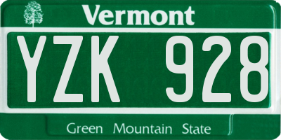 VT license plate YZK928