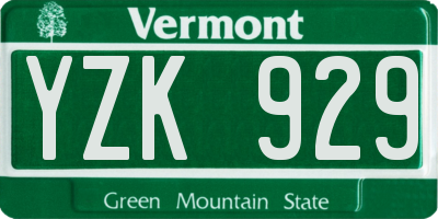 VT license plate YZK929