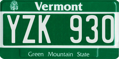 VT license plate YZK930