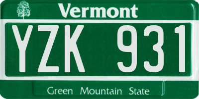 VT license plate YZK931