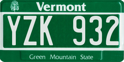 VT license plate YZK932