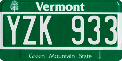 VT license plate YZK933