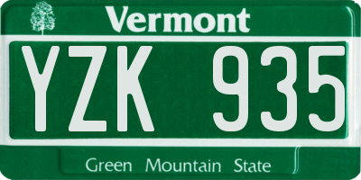 VT license plate YZK935