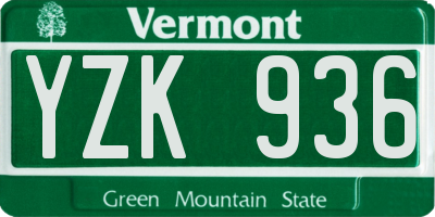 VT license plate YZK936