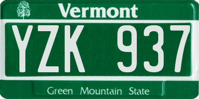 VT license plate YZK937