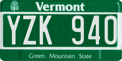 VT license plate YZK940