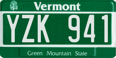 VT license plate YZK941