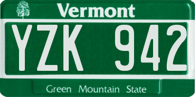 VT license plate YZK942