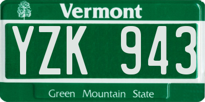 VT license plate YZK943