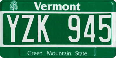 VT license plate YZK945