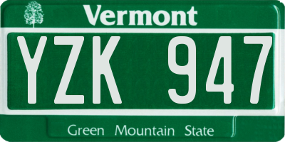 VT license plate YZK947