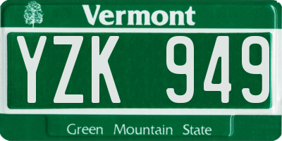 VT license plate YZK949