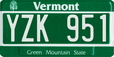 VT license plate YZK951