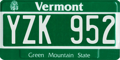 VT license plate YZK952